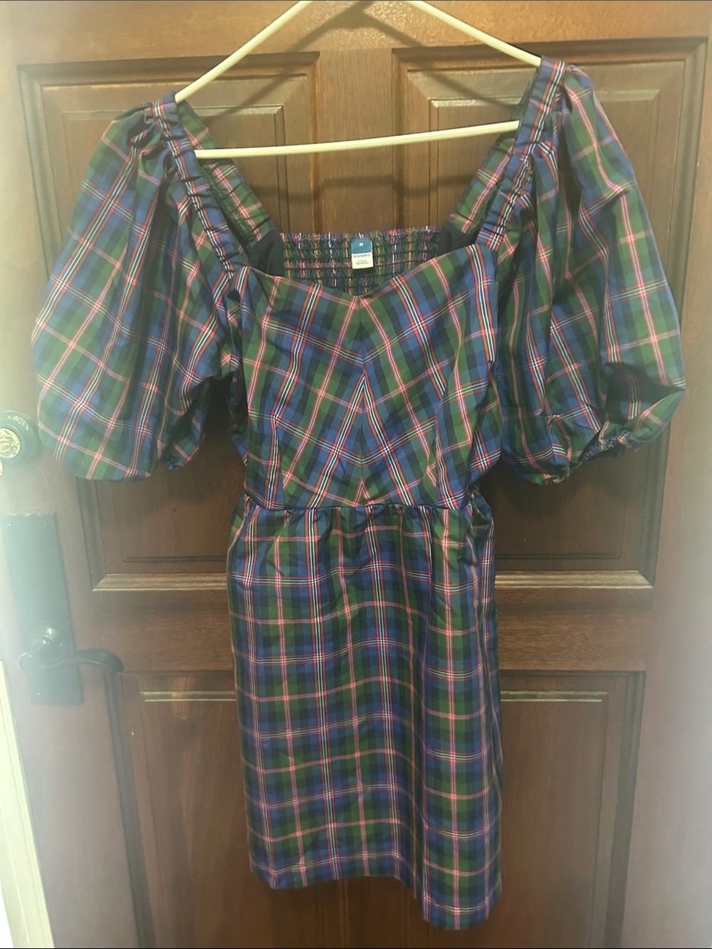 Old Navy One-Shoulder Plaid Dress in Blue, Green and Pink